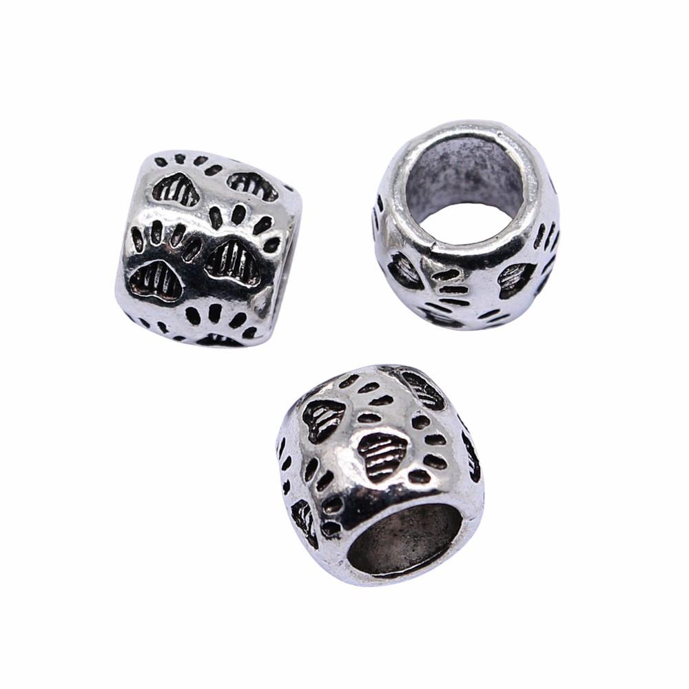 Vintage Floral Pattern Cylinder Beads Antique Style Large Hole Spacers For DIY
