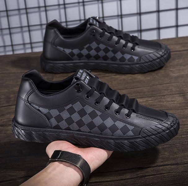FleurUneffe S81 White Block Check Cool Hip Dance Size Men's Sneakers, Low-Top Pattern, Stylish, Popular, Fall/Winter Shoes, Streetwear, Hop, (S81 cm)