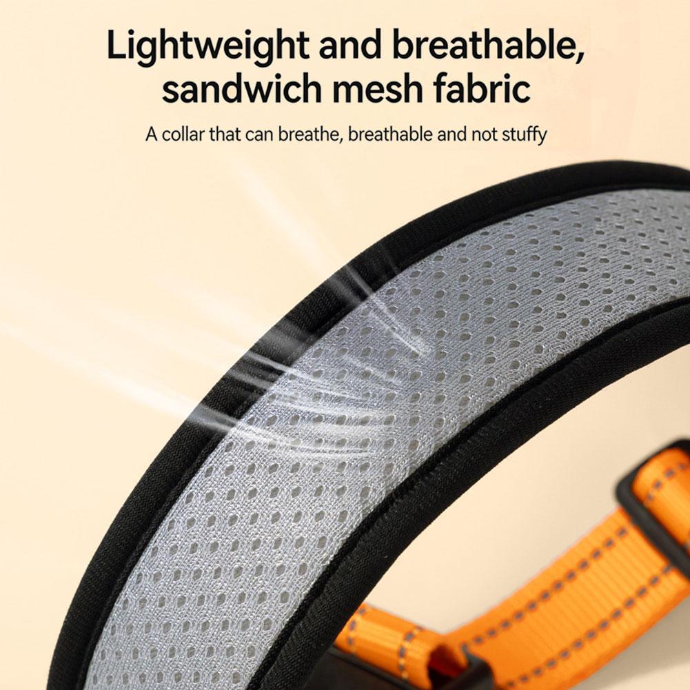 Breathable Honeycomb Mesh Dog Collar Adjustable Reflective Nylon Soft Anti-Strangle Lightweight Pet Collar for Small Medium Large Dogs Outdoor Walking
