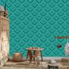Geometric Rhombus Wallpaper In Turquoise and Sea Blue for the Living Room and Bedroom 50x1000