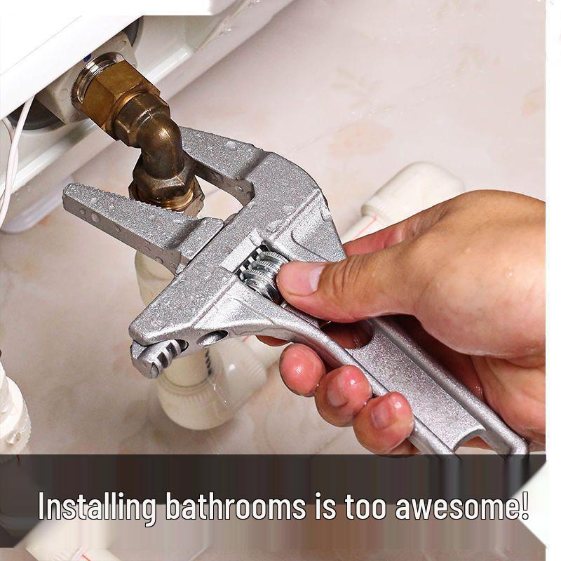 Multifunctional Short Handle Adjustable Bathroom Wrench for Drain Pipe and Air Conditioner Installation and Repair