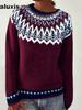 New Style Women's Wool Sweater Wish Hot Sale Crewneck Color Block Loose Fashion Pullover Knit Shirt