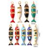 1 Stück Emaille-Fisch Bewegliche Messing-Anhänger Ozean 18K Goldbeschichtete Schmuck-Anhänger DIY Halskette Armband Herstellung Zubehör 3,6 cm x 0,8 cm