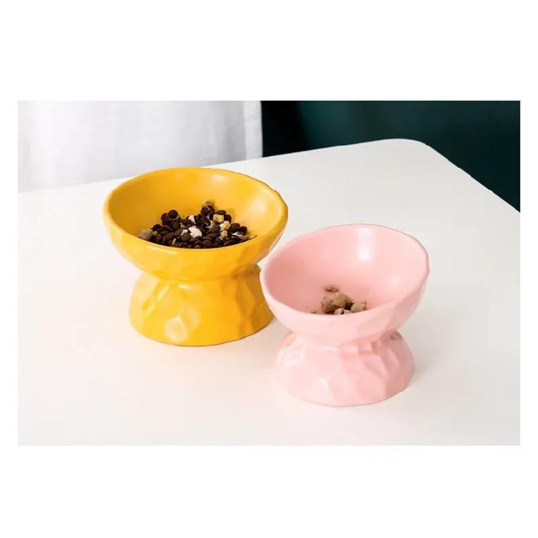 Fashion Ceramic Cat Bowl Protect Spine Oblique Mouth High-footed Dog Feeder Cat Food Bowl Water Bowls Pet Supplies Accessories