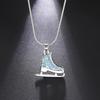 Dreamtimes Zircon 3D Ice Skate Shoe Necklace White Enamel Luxury Blue Pink Crystal Pendant Gift For Man Women Girl Chain Jewelry