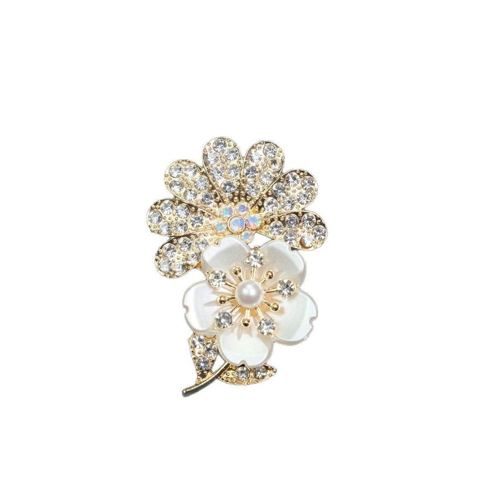 Diamond-Studded 3D Floral High-End Women's Luxury Alloy Brooch Corsage