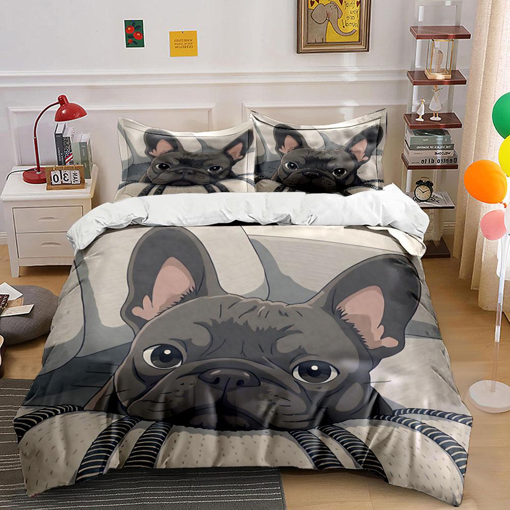 "Adorable Doggy Gaze, Cozy Charm." Bedding Sets Duvet Covers Pillowcases(1* Duvet Cover 2* Pillowcases Without Duvet Insert)