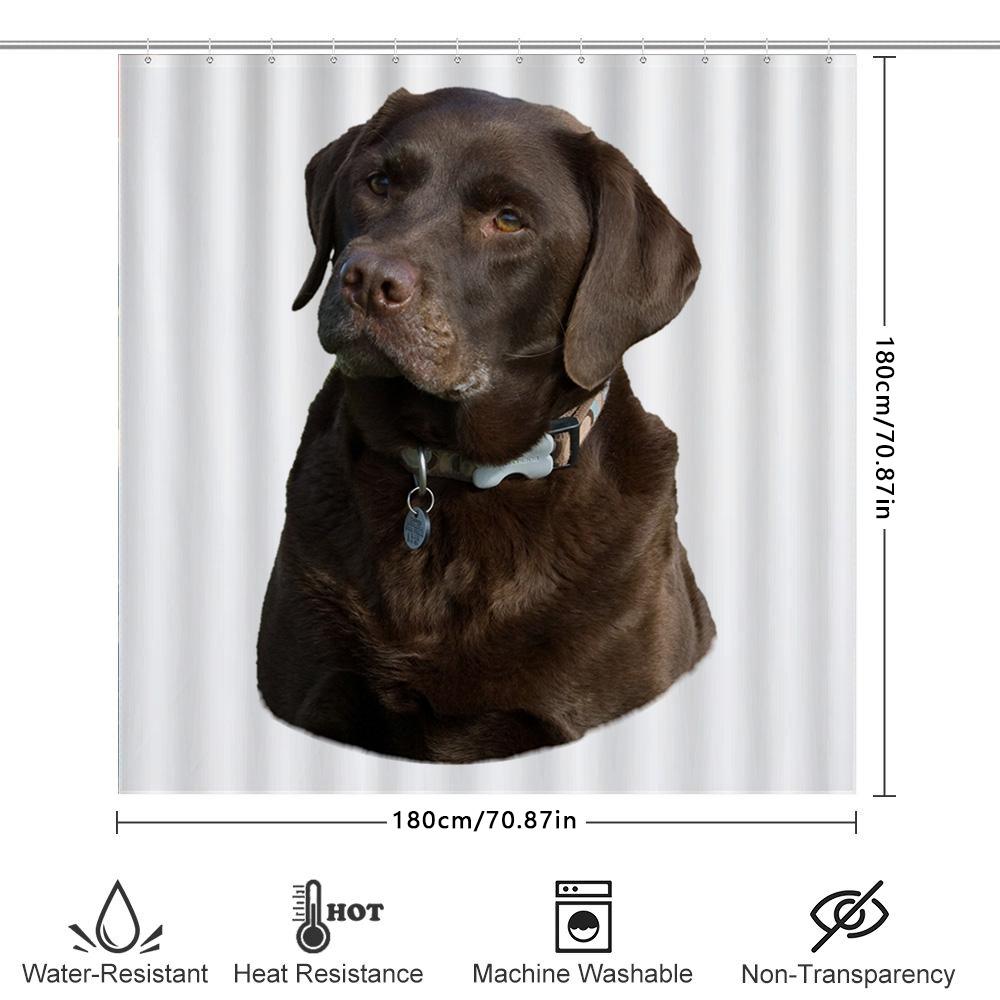 Cortina de Ducha con Estampado de Retrato de Mascota Personalizado de Lujo Impermeable Decoración del Hogar Decoración del Baño Lienzo Colgante de Pared Tamaño 39X71In (L) VS