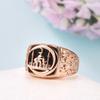 Square Moon Castle Pattern Smooth Gold Color Men Women Black Rings Personality Jewelry Ethnic Style Accessories