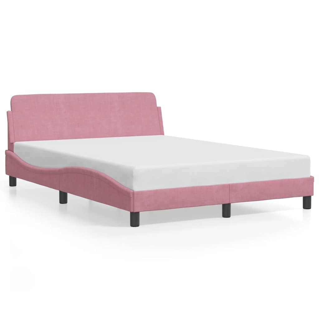 Bed Frame with Headboard Dover Pink 140 x 190 cm Velvet