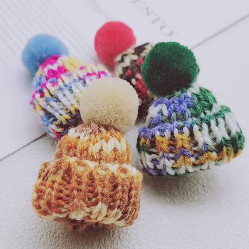 Christmas Tree Ornaments Wine Bottle Hat Yarn Knitted Finger Hat Red Wine Hat  DIY Sewing Crafts