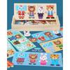 Elephant Bear Change Clothes Children's Early Education Wooden Jigsaw Puzzle Dressing Game Baby Puzzle Toys for Children Gift