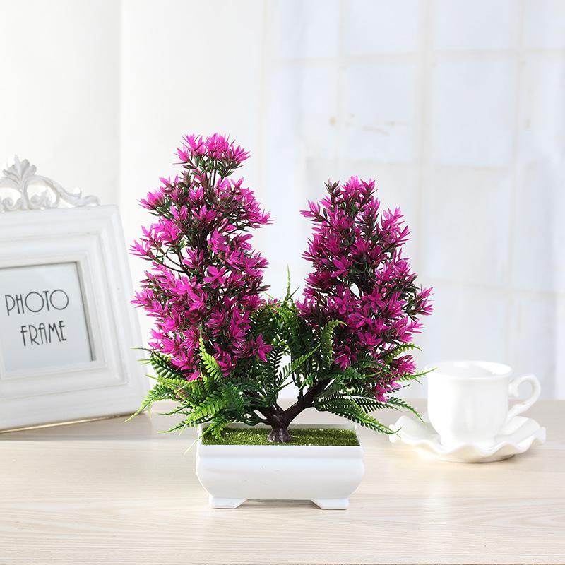 Artificial Plants Potted Bonsai Green Small Tree Plants Fake Flowers Potted Ornaments for Home Garden Decor Party Hotel Decor