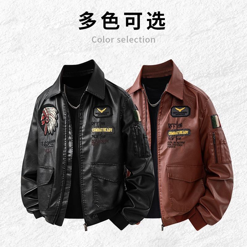 Giacca in pelle ricamata stile binshi 25 autunno e inverno nuovo adesivo ricamato stampato su misura giacca in pelle ricamata
