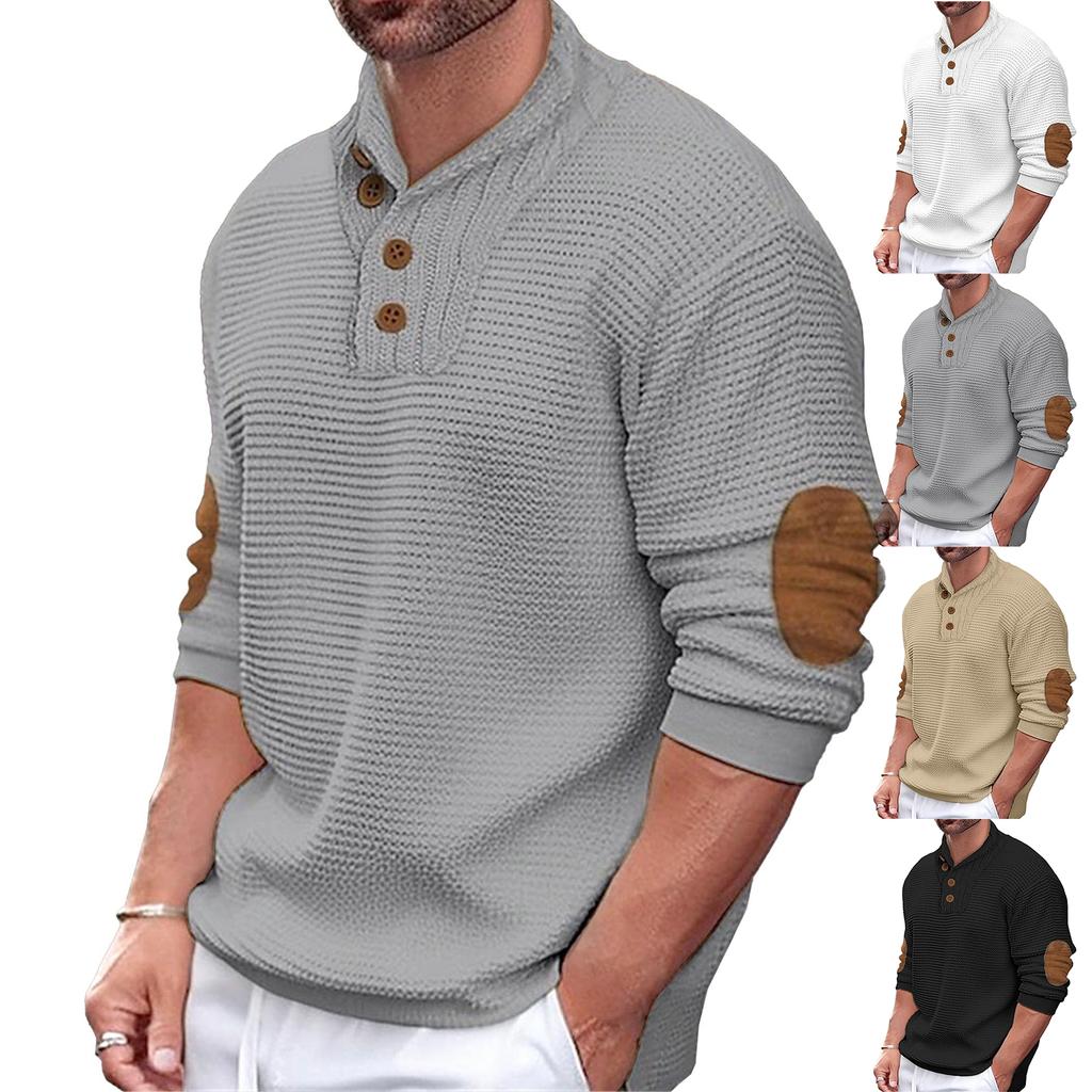 Mens Quater Button Pullover Shawl Collar Sweaters Textured Cable Knit Lightweight Sweater With