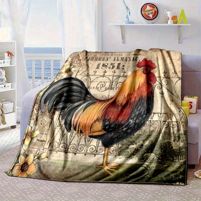 Hahn Im Vintage-Garten Decke Flanelldecke Überwurfdecke Sofabezug Decke Weiche Premium-Decke Picknickdecke Fernsehendecke Geschenke