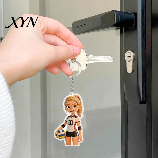 Hängender Schlüsselanhänger Anhänger Acryl Volleyball Mädchen Schlüsselanhänger, Cartoon Spieler Auto Schlüssel Leichtes Charm-Ring, Schultaschen Rucksäcke Geldbörsen Sport