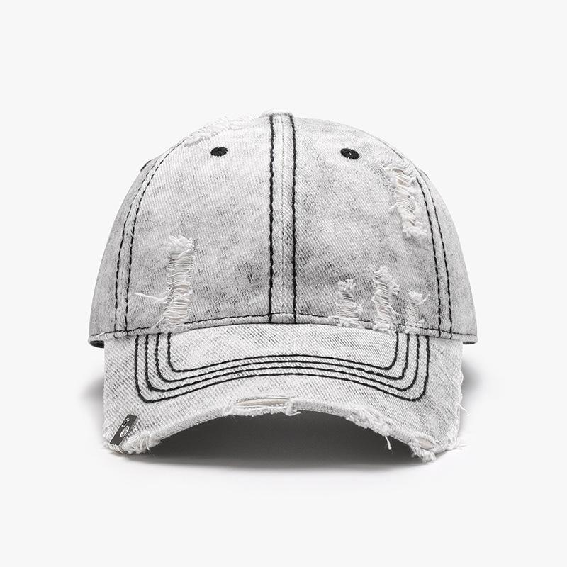 Custom Logo Distressed Baseball Cap Vintage Washed Ripped Cotton Dad Hat Frayed Brim Y2K Streetwear Sun Hat For Men Women