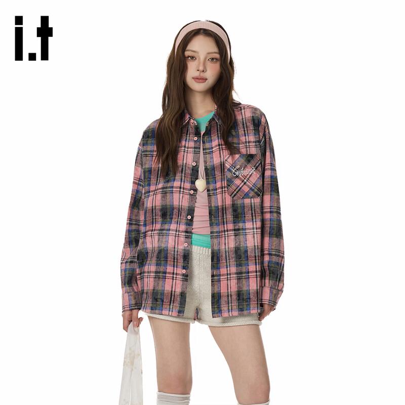 GROUND ZERO Unisex Color-Block Plaid Long-Sleeve Shirt 2XL