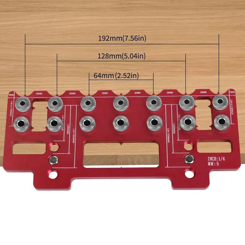 1 Set Handle Pitch Punch Hole Locator, Shelf Pin Drilling Guide Jig,Aluminum Pocket Hole Jig Kit,Straight Hole Drilling Template