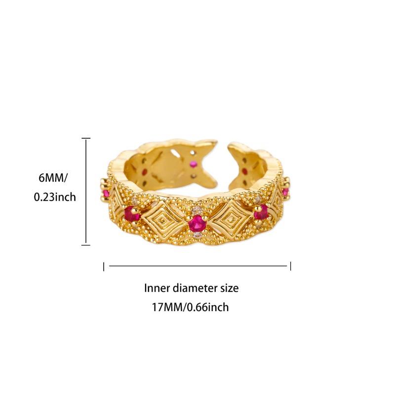 Vintage Gold Enamel Zircon Court Style Ring Women's Fashion High Sense Autumn and Winter Ring Opening