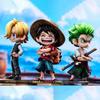 14cm Figuras Anime One Piece Luffy Versão Q Zoro Sanji Figura de Ação PVC Modelo Colecionável Brinquedos Presentes