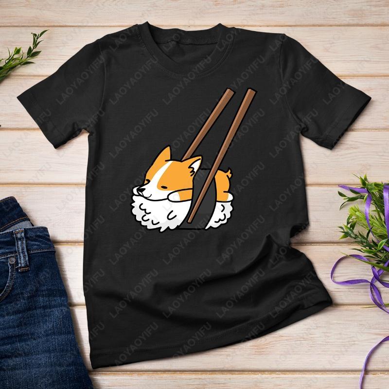 

Corgi Sushi Funny Dog Gift Unisex Tshirt Cute Funny Fashion Summer Regular Short Sleeve Men Women Student All Match Adult Tees 5XL різнокольоровий