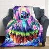 Stitch Moon Island Flannel Blanket Super Soft Warm Cozy Blanket for Sofa Bed Office Travel All‑Season Home Decor Gift