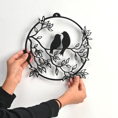 Bird Design Wooden Wall Decor for Living Room  | 3D Laser Cut MDF Wall Panel | Modern Home Decoration (Black, 1 Piece)