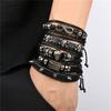 Vinatge Gothic Punk Skull Star Metal Multilayer Leather Men Bracelets & Bangles