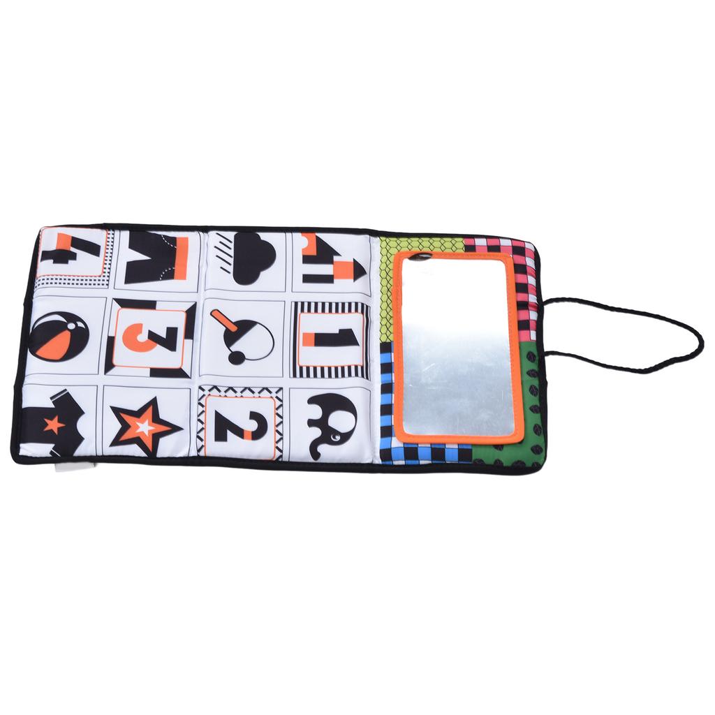 Hoher Kontrast Schwarz Weiß Weiches Stoffbuch Hängespielzeug Babyspiegel Bodenaktivitätsspielzeug Spiegel Hängend