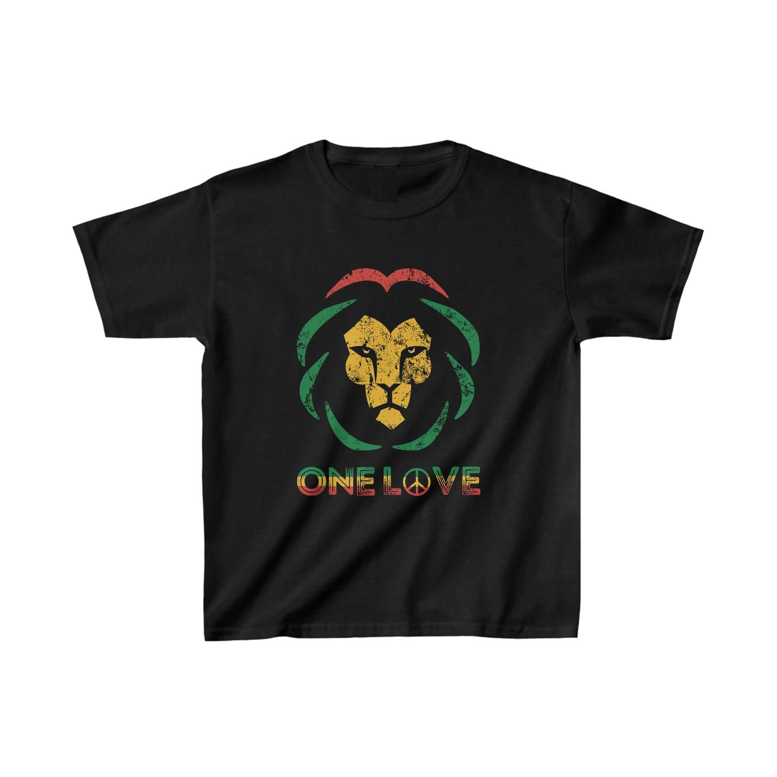Kids One Love Rasta Reggae Lion Of Judah Shirt Rastafari Roots Vintage T-Shirt S