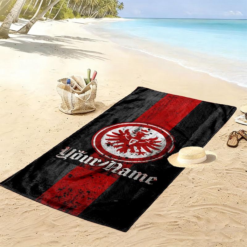 Eintracht Frankfurt Custom Name Print Beach Towel, Large Soft Quick Dry Towel for Beach Camping Swimming
