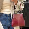Elegant Kiss Lock Shoulder Bag Large Capacity Solid Color Chinese Style Crossbody Bag Anti-splash Water PU Leather