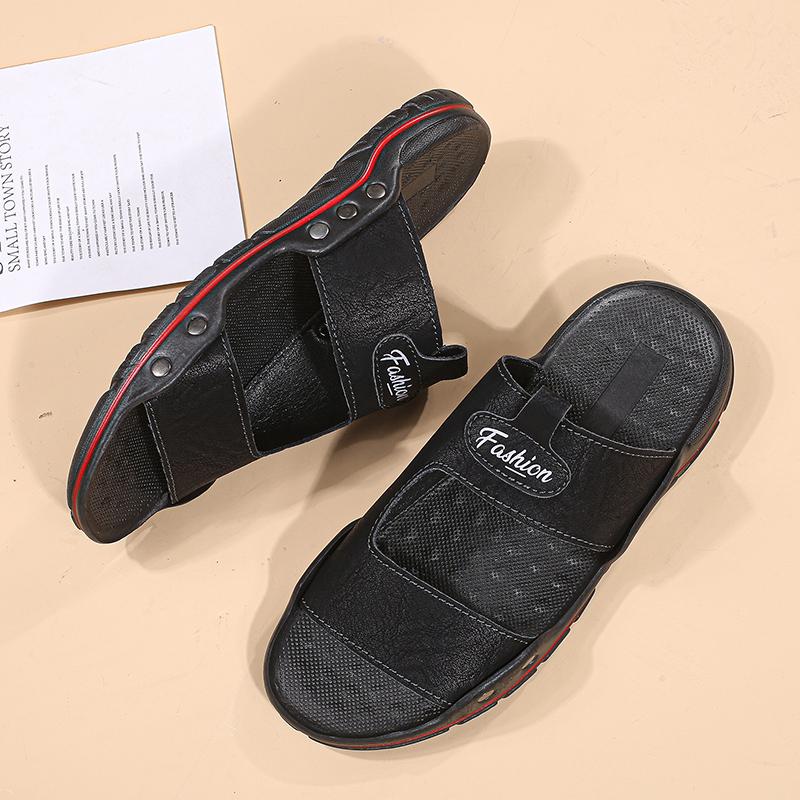 Fashion 2025Cow Leather Shoes Men Sandals Men Slippers Anti-slip Summer Slippers for Men Luxury Casual Summer Shoes Flats Slides Sandal