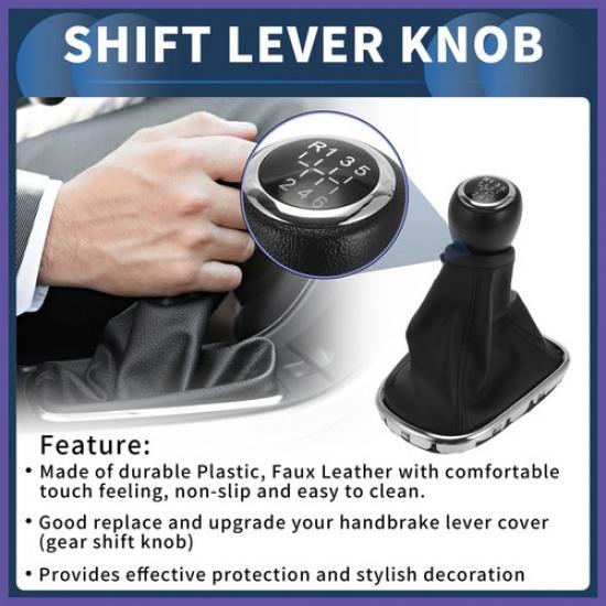 6 Speed Gear Shifter Knob W/ Cover For Chevrolet Cruze 2010-2015 Plastic Black