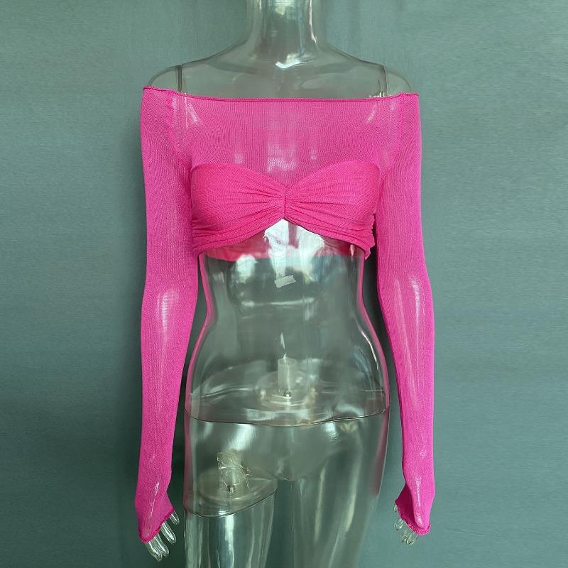 Frühling und Sommer Damen One Neck Sheer Kurzes Wickeltop