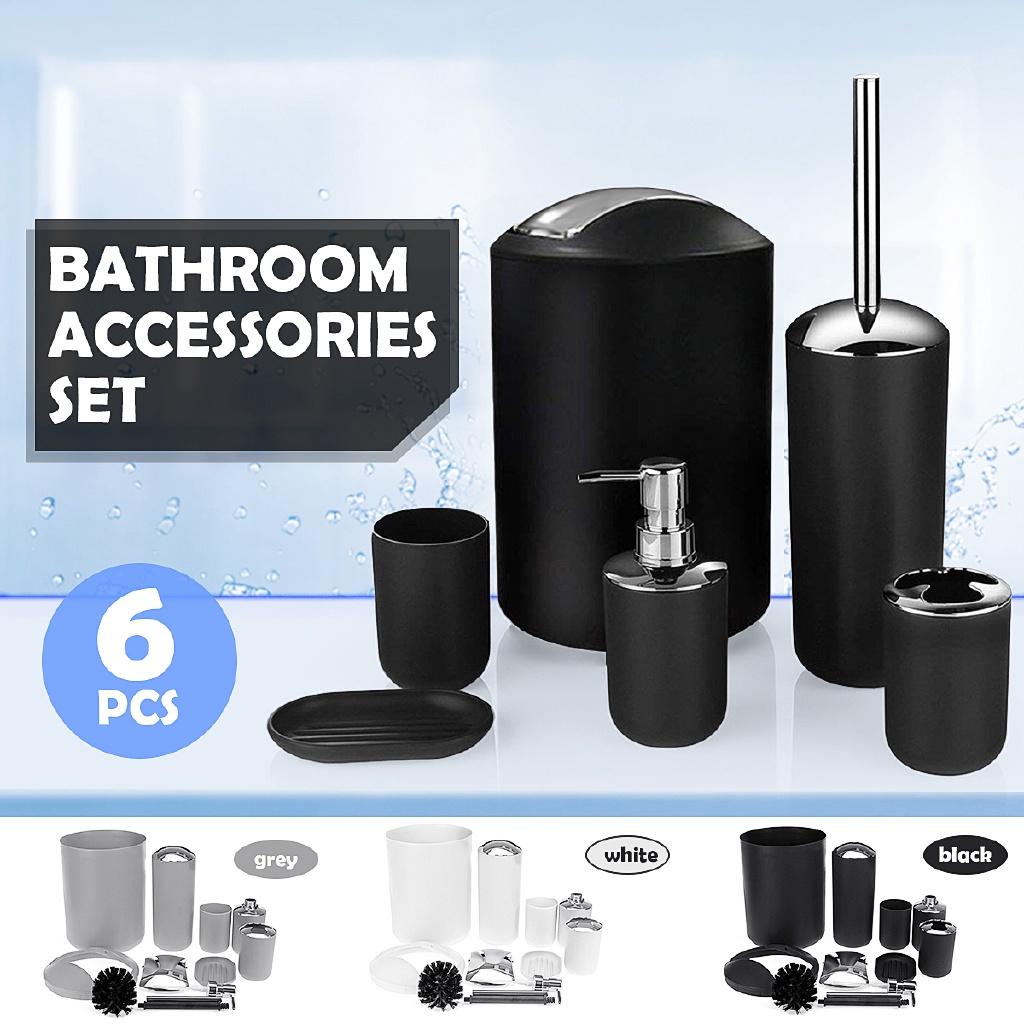 6 In 1  Bathroom Wash Set Bathroom Plating Six Sets of Soap Dispenser/Toothbrush Holder/Glass/Soap Box Bathroom Supplies