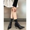 High sense small high heel boots women's season shows high temperament thin heel pointed short boots women's thin boots