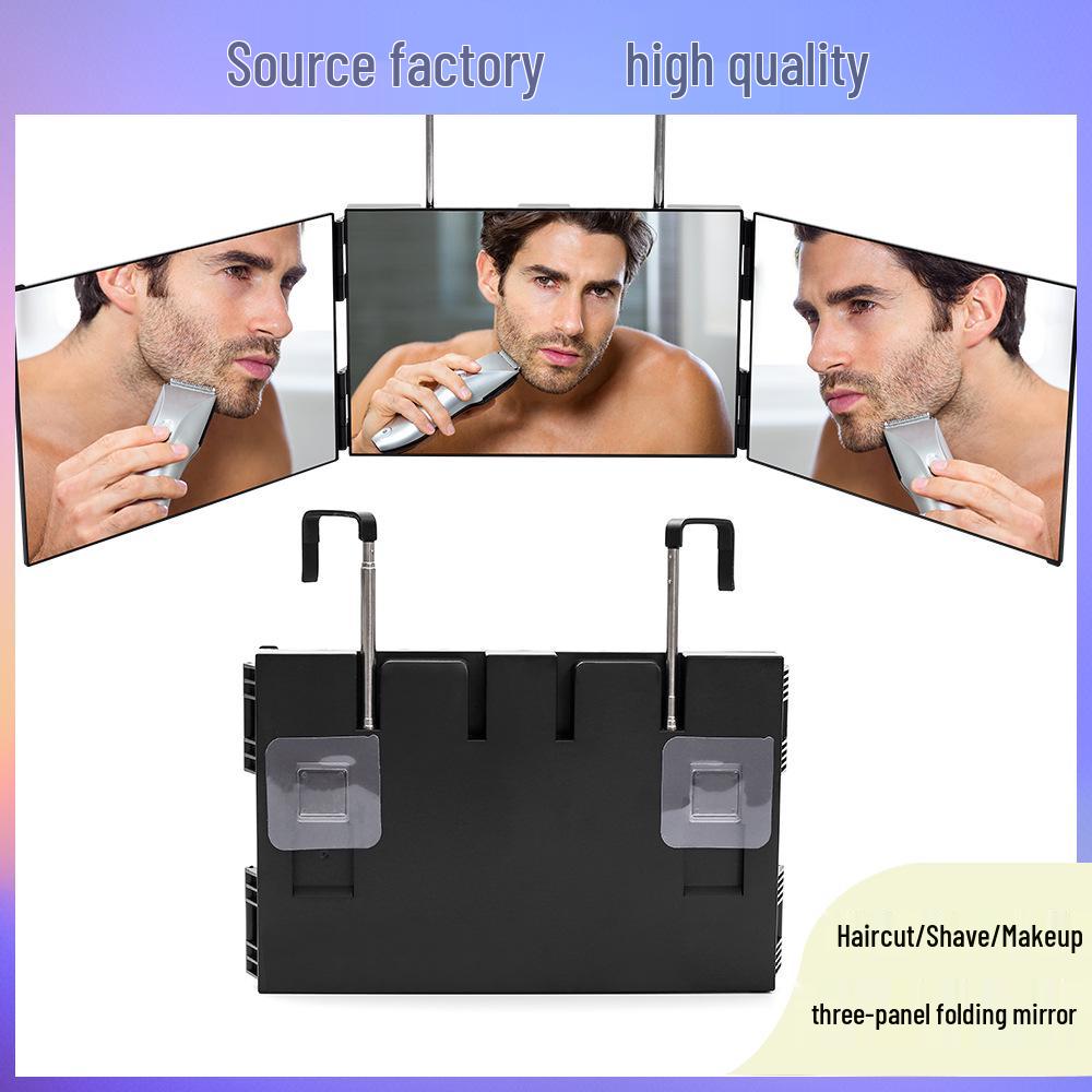 Adjustable LED Folding Three-Sided Mirror for Hairdressing & Makeup