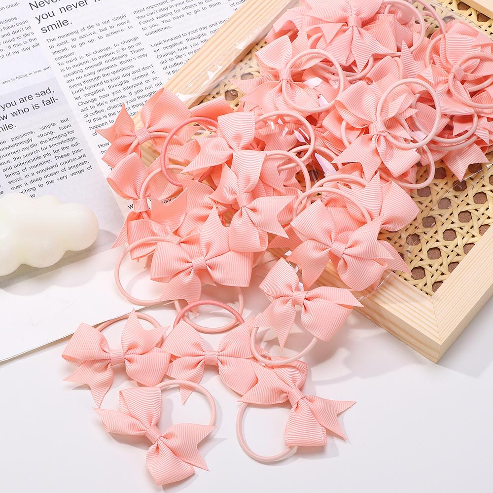20Pcs/lot Girls Ribbon Hair Bows Rubber Band Kids Lovely Cheer Bowknot Hairband Boutique Children Headband headdress BABY BOWS