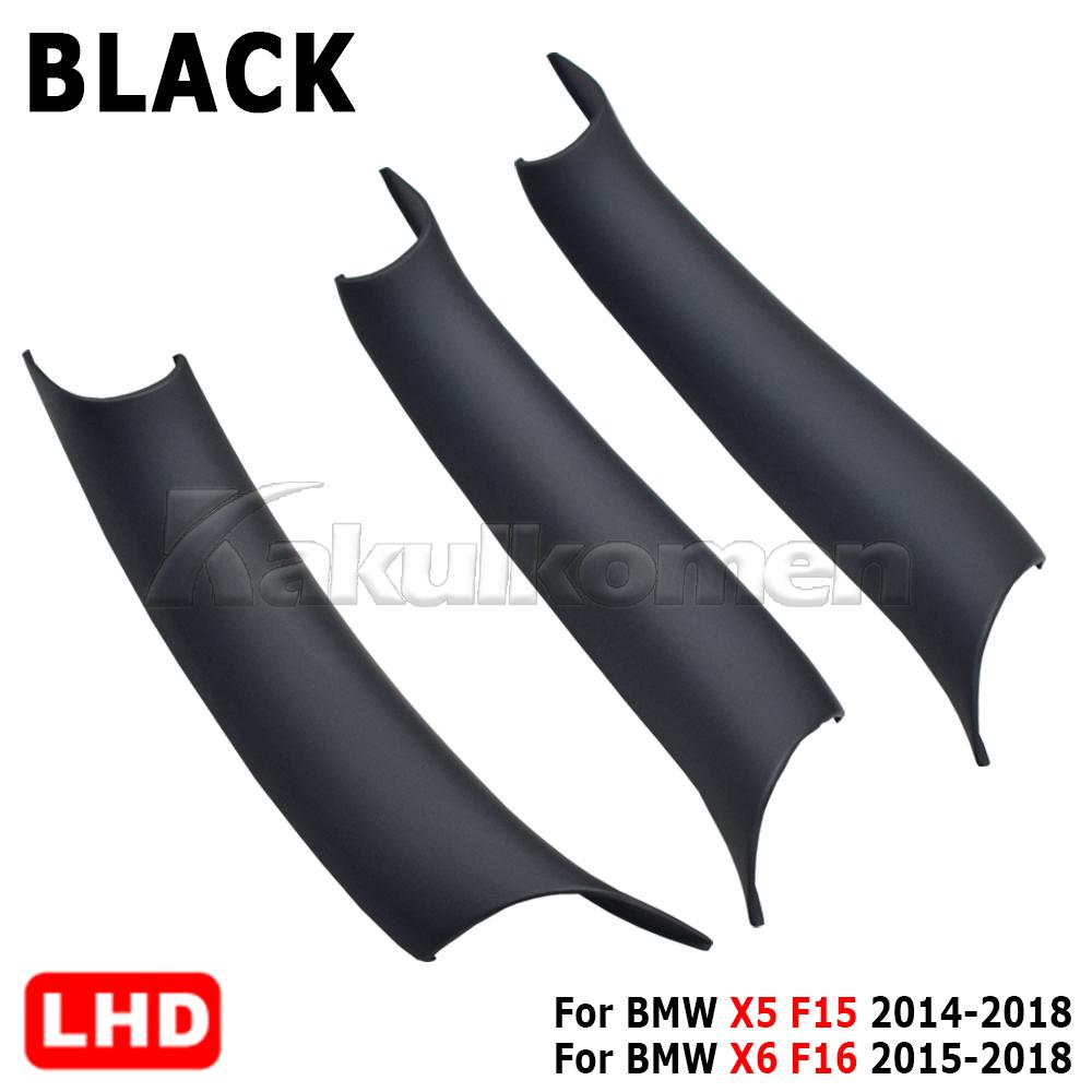 LHD RHD For BMW X5 F15 X6 F16 2014-2018 Car Interior Door Side Handle Armrest Pull Trim Carbon Fibre Black Set Car Accessories
