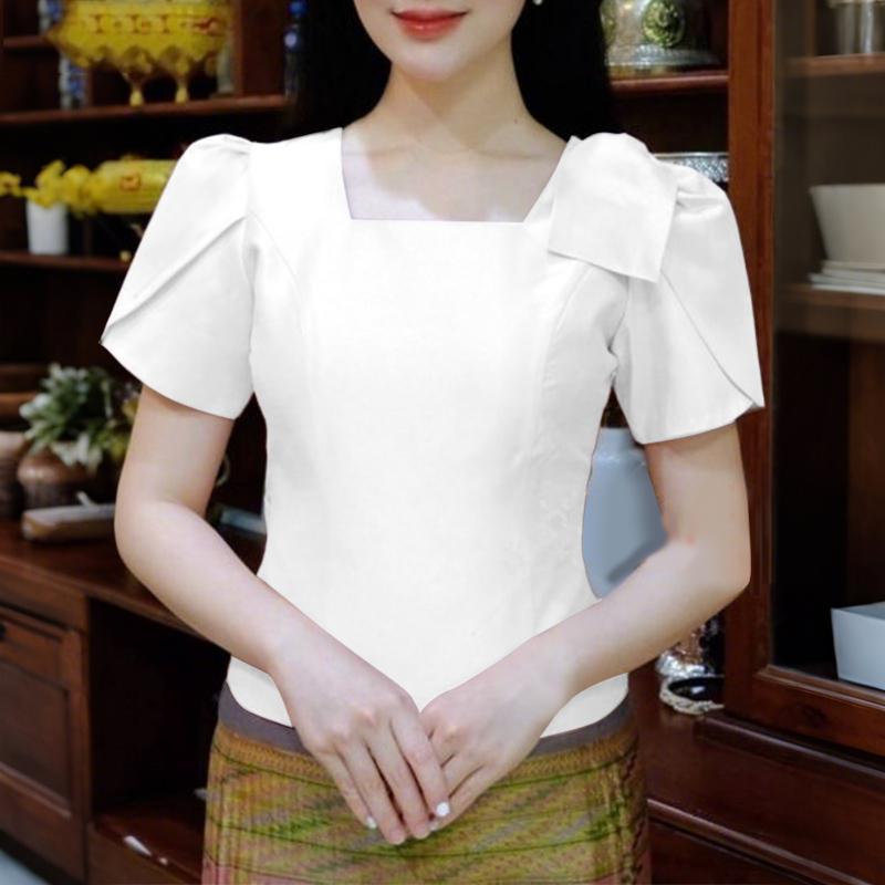 ZANZEA Women Casual Square Collar Summer Short Sleeve Blouse