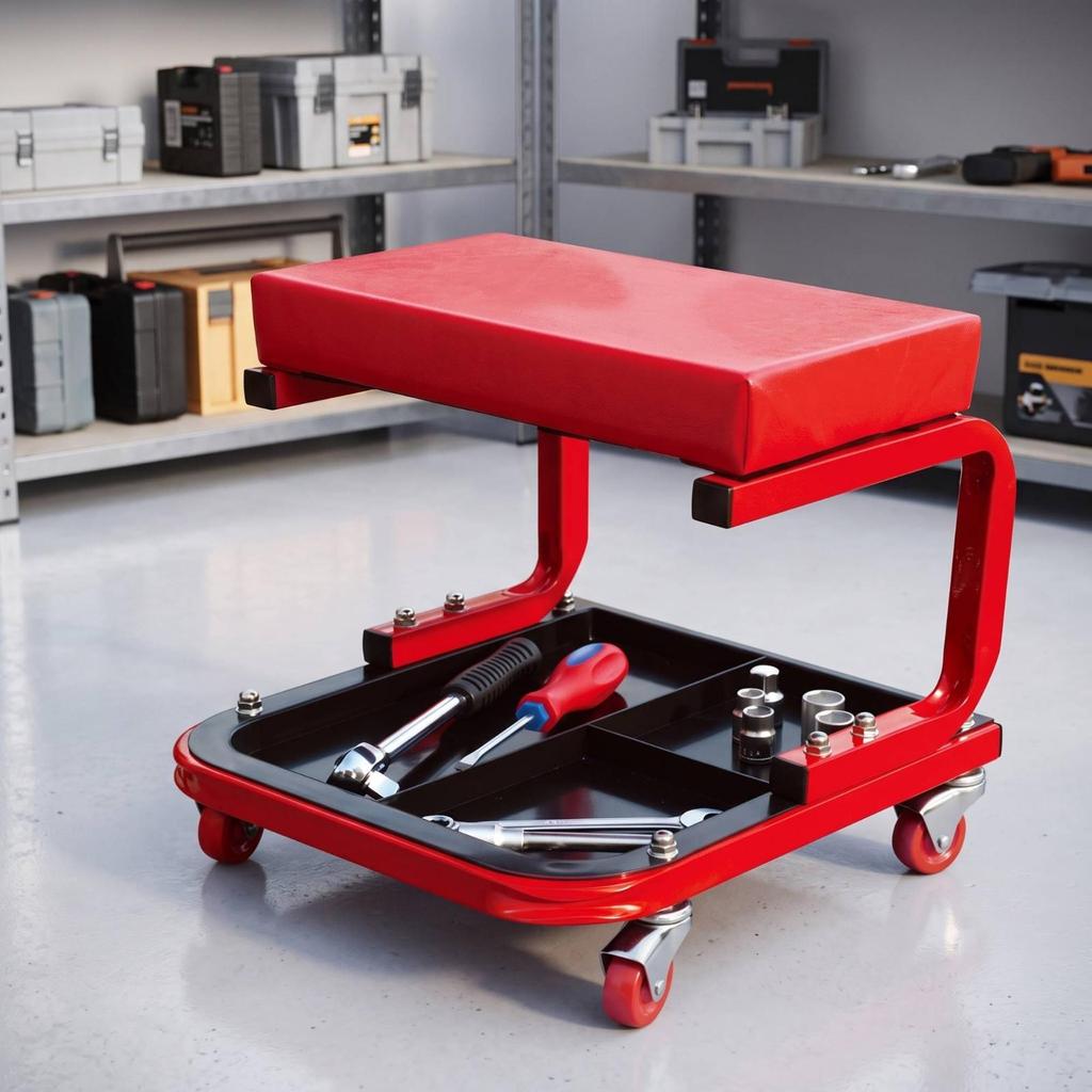 Creeper Seat with Storage Tray Portable Rolling Stool Tool for DIYers