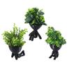 Plastic Mini Artificial Plants With Pot, Table Decorative Items, Black & Green
