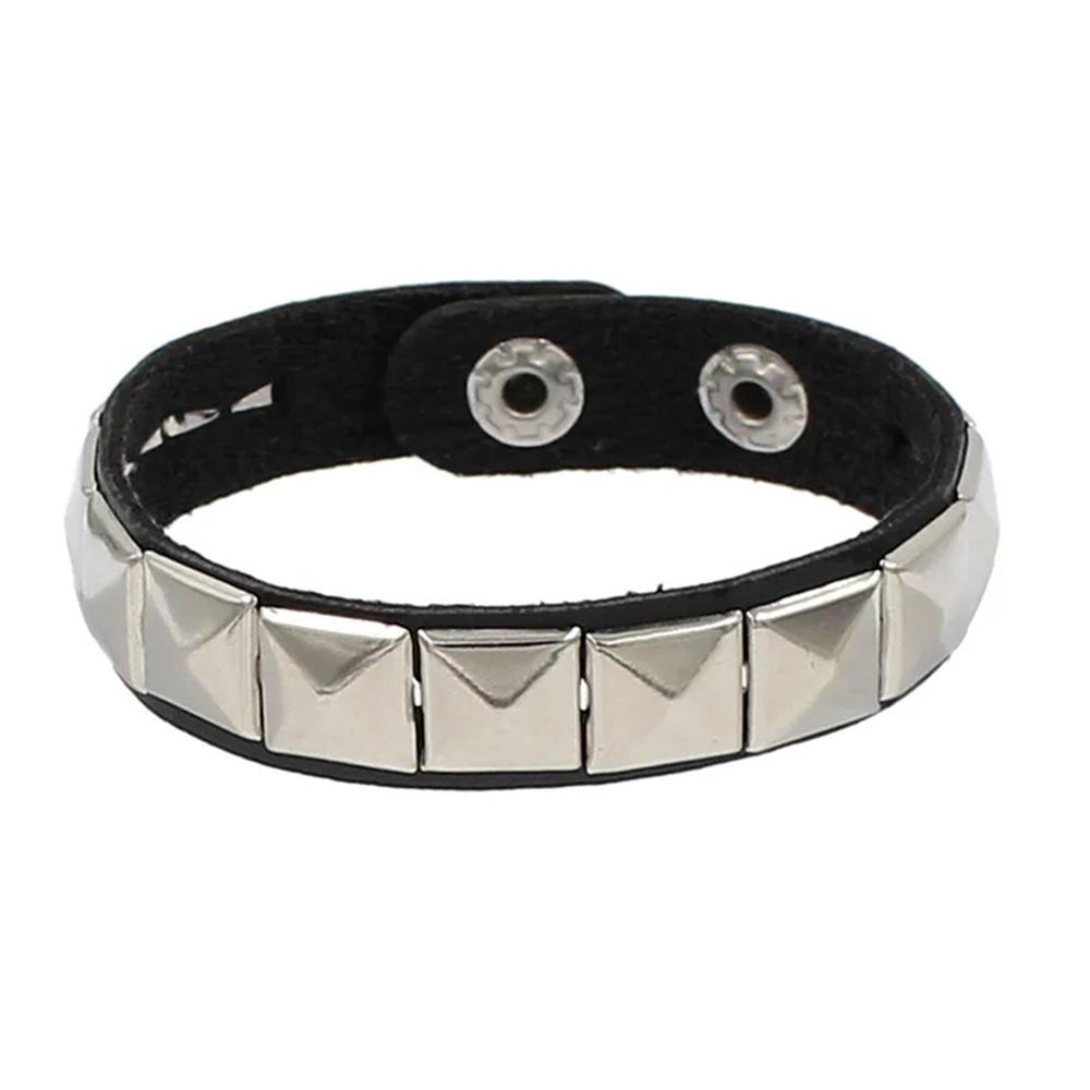Punk Rock Studded Bracelet Set Spiked Leather Cuff Bracelet for Men Women 80s Wristband Emo Bracelet Adjustable