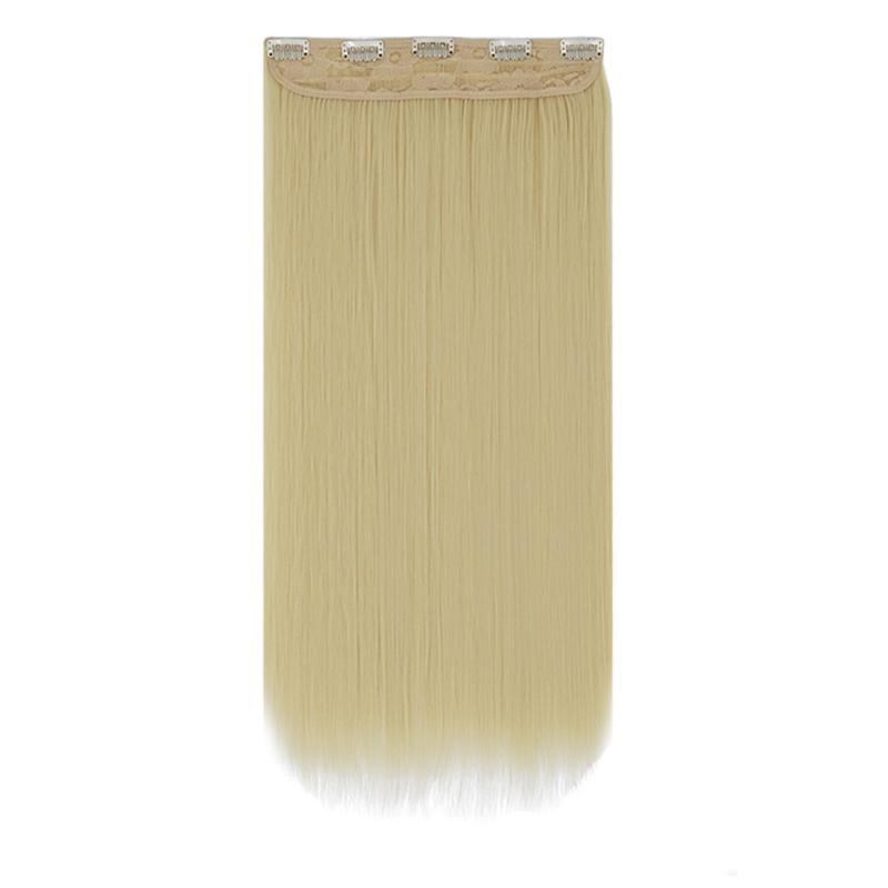 MISS WIG Synthetic 5 Clips In Hair Extensions Long Straight Natural Golden Brown Or Dark Clip In Hair Extensions For Women Daily Hair