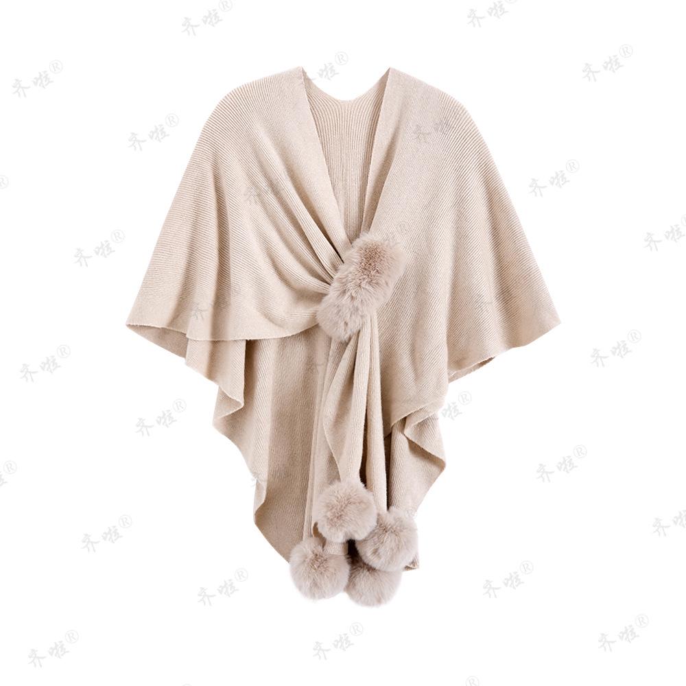 Cardigan Châle Cape Pull en Tricot Élégant à Franges Automne/Hiver pour Femmes