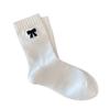 Women's Thickened Pure Cotton Mid-Calf Slouch Socks with Bow Embroidery for Autumn and Winter
