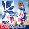 Strandtuch aus Polyester-Mikrofaser mit tropischem Blumenmuster im Aquarellstil ist hochsaugfähig, geeignet für Schwimm- und Strandausflüge